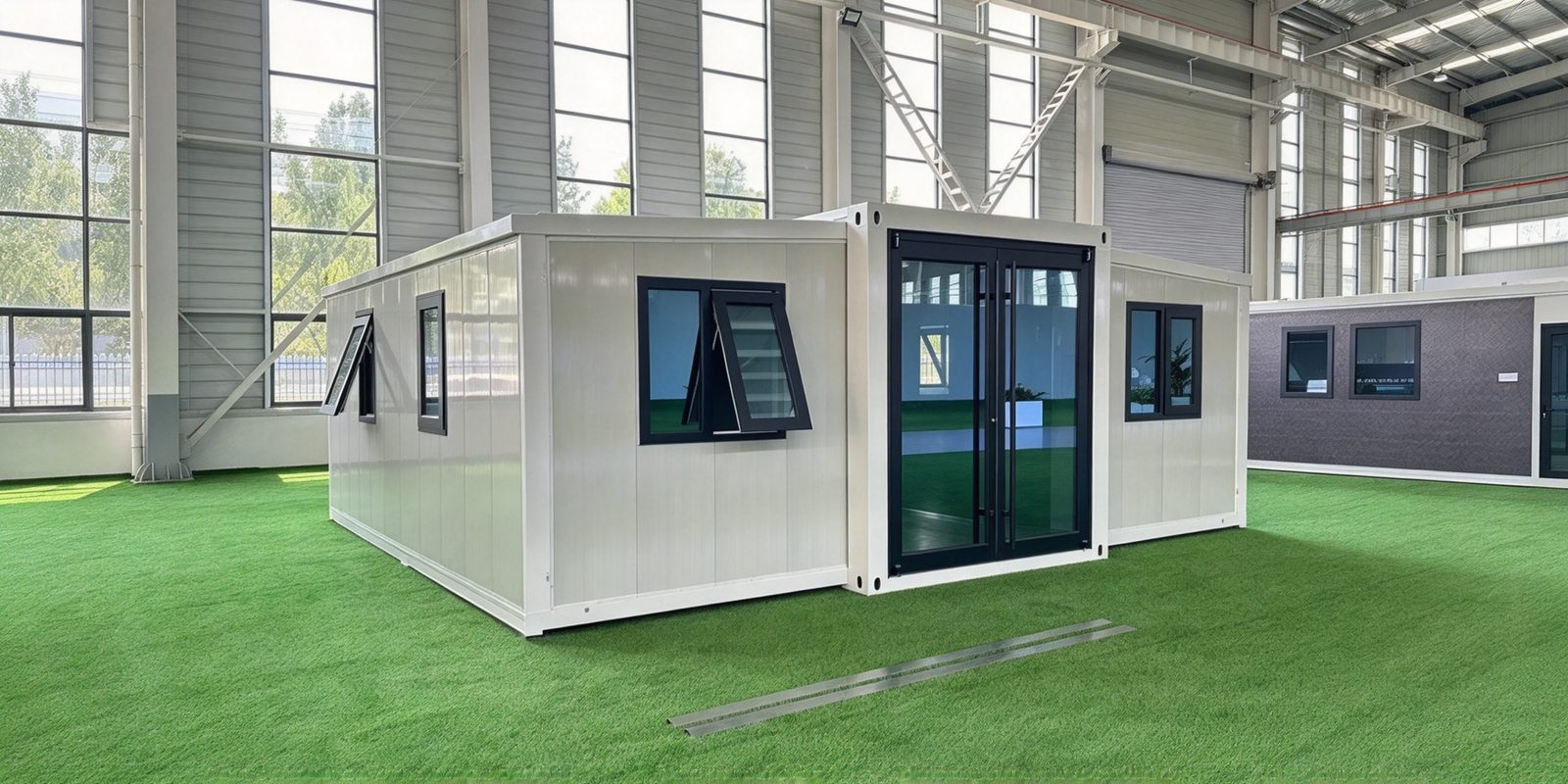YuSheng white fold-out container unit inside the workshop